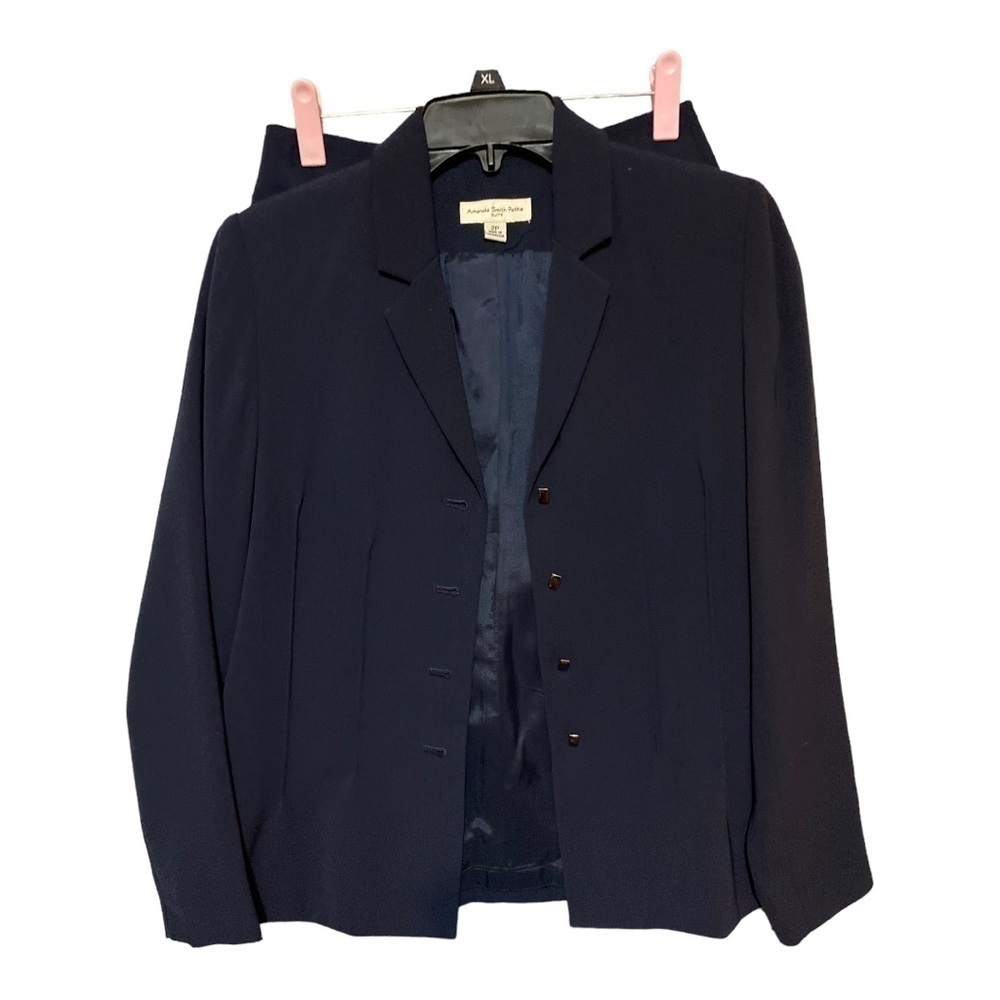 Amanda Smith Women’s Navy Bleu  Carrier Cropped Blazer Suit 2 PCs Size 2P